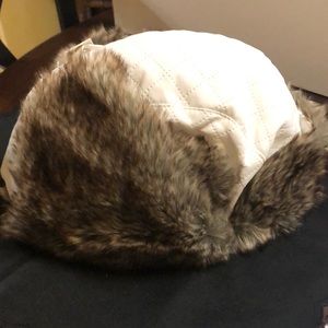 CF faux fur lined hat with ear flaps!
